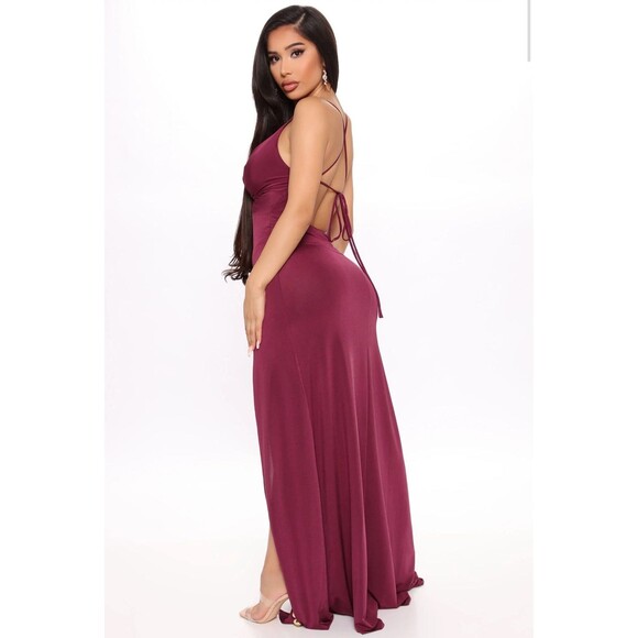 NWT Fashion Nova Pop The Leg Maxi Dress - Magenta - Picture 4 of 4